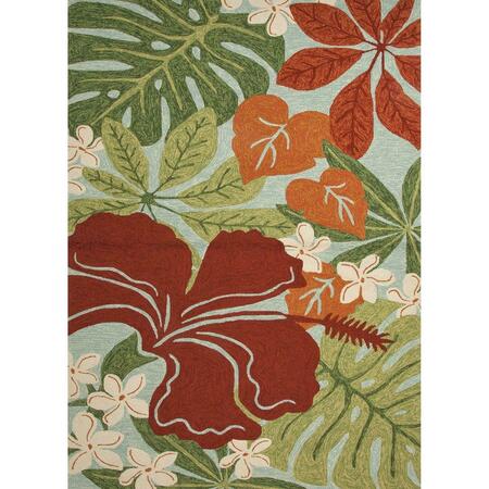 JAIPUR RUGS Coastal Lagoon Hooked Poly Luau Design Rectangle Rug, Surf Spray - 7 ft. 6 in. x 9 ft. 6 in. RUG122492